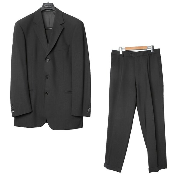 Hugo Boss Einstein Sigma Suit 100% Virgin Wool Crepe Black Classic Blazer Pants - Picture 1 of 16